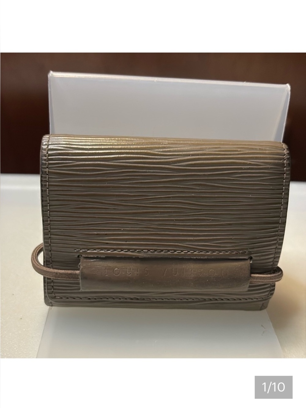 Louis Vuitton  wallet  compact ladies 2002 Porte  Elastique Wallet Taupe leather